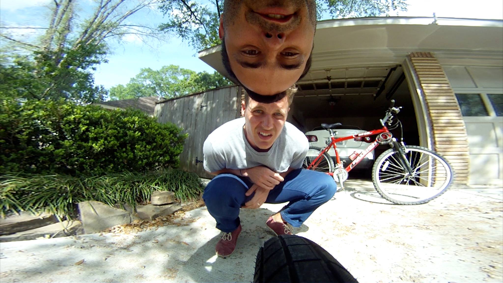  Jeff and Adam putting a GoPro on a bike for a project that never happened. 