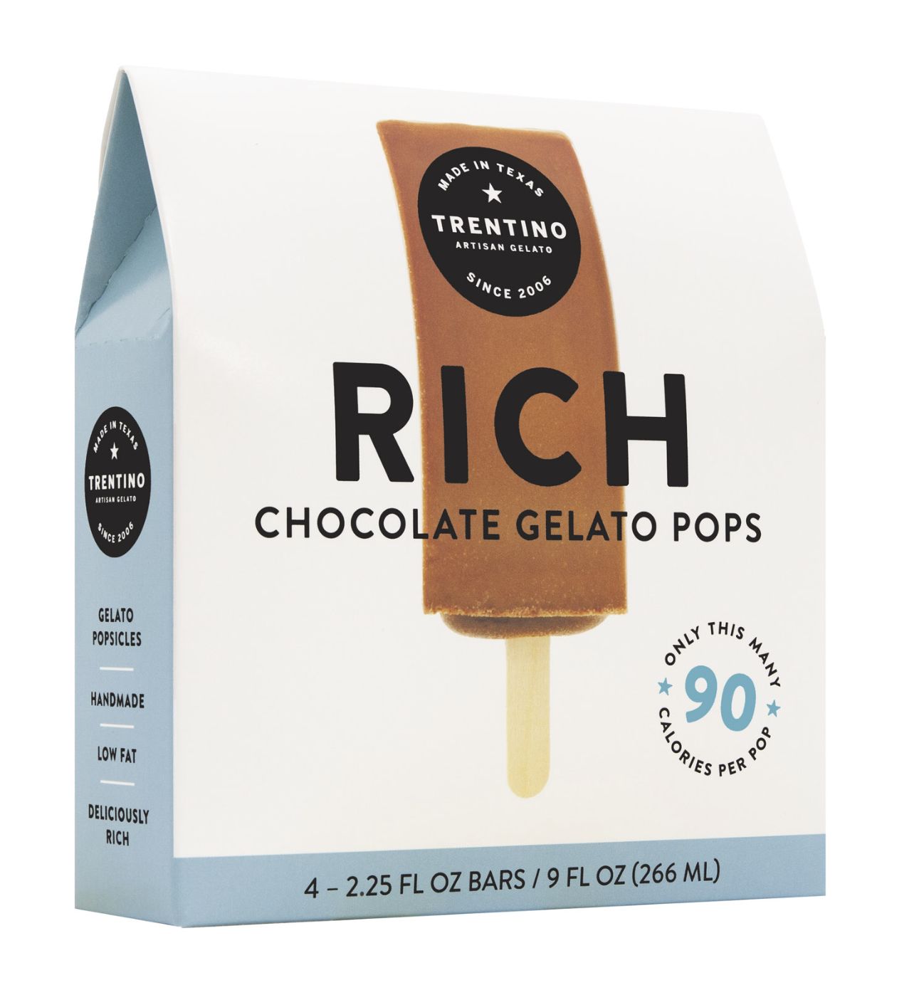 Trentino Gelato's new packaging: the Rich chocolate gelato pops box